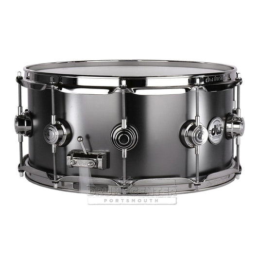 DW Collectors Series Satin Black Brass Snare Drum - 14x6.5 - Nickel Hardware
