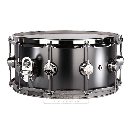 DW Collectors Series Satin Black Brass Snare Drum - 14x6.5 - Nickel Hardware