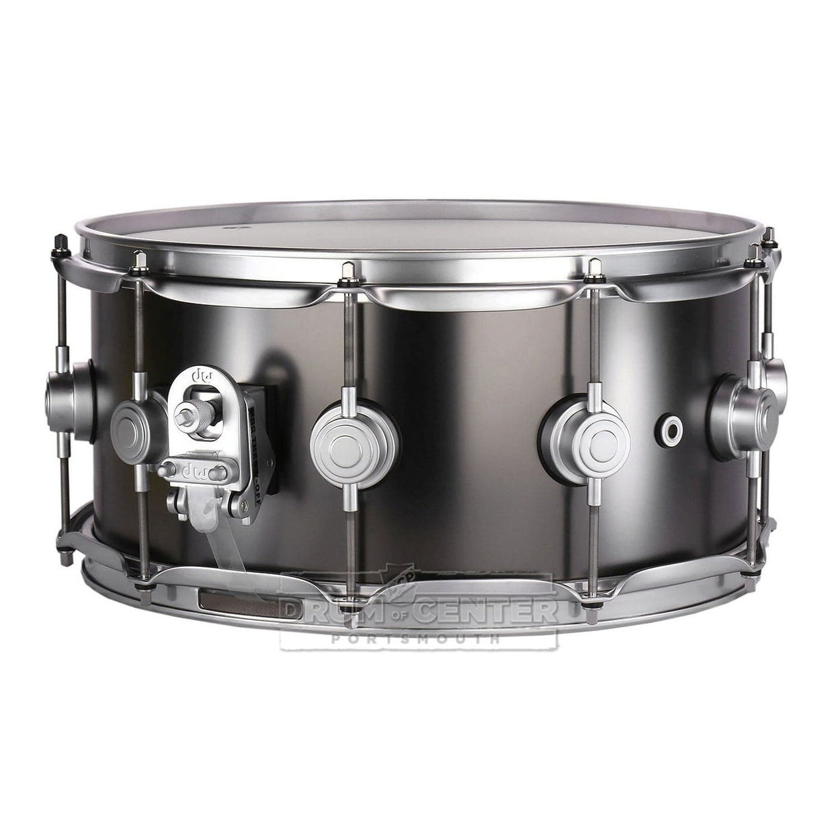 DW Collectors Series Satin Black Brass Snare Drum - 14x6.5 - Satin Chrome Hardware