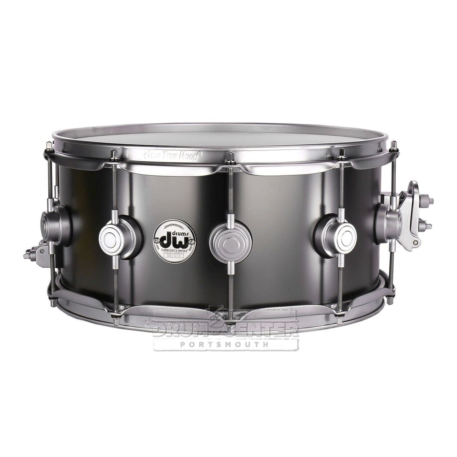 DW Collectors Series Satin Black Brass Snare Drum - 14x6.5 - Satin Chrome Hardware