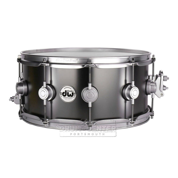 DW Collectors Series Satin Black Brass Snare Drum 14x6.5 Satin Chrome  Hardware