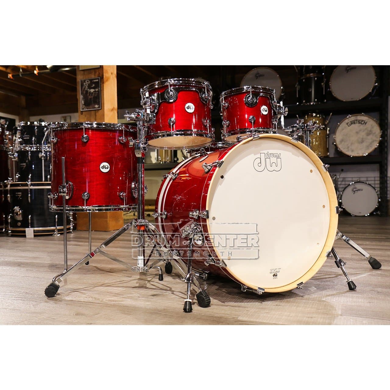 DW Design 5pc Drum Set w/22bd - Cherry Stain