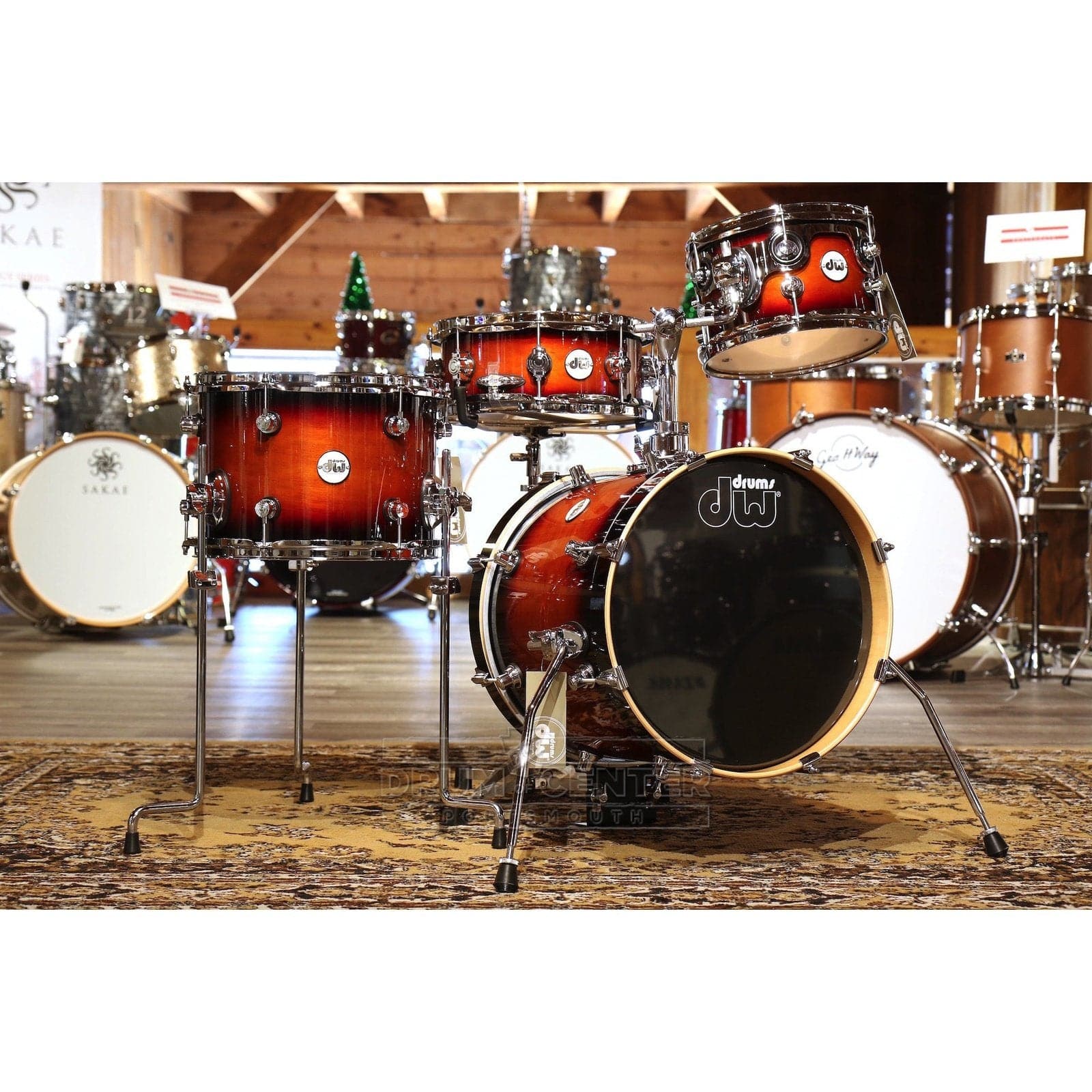 DW Design Mini-Pro 4pc Drum Set w/16BD Tobacco Burst Lacquer