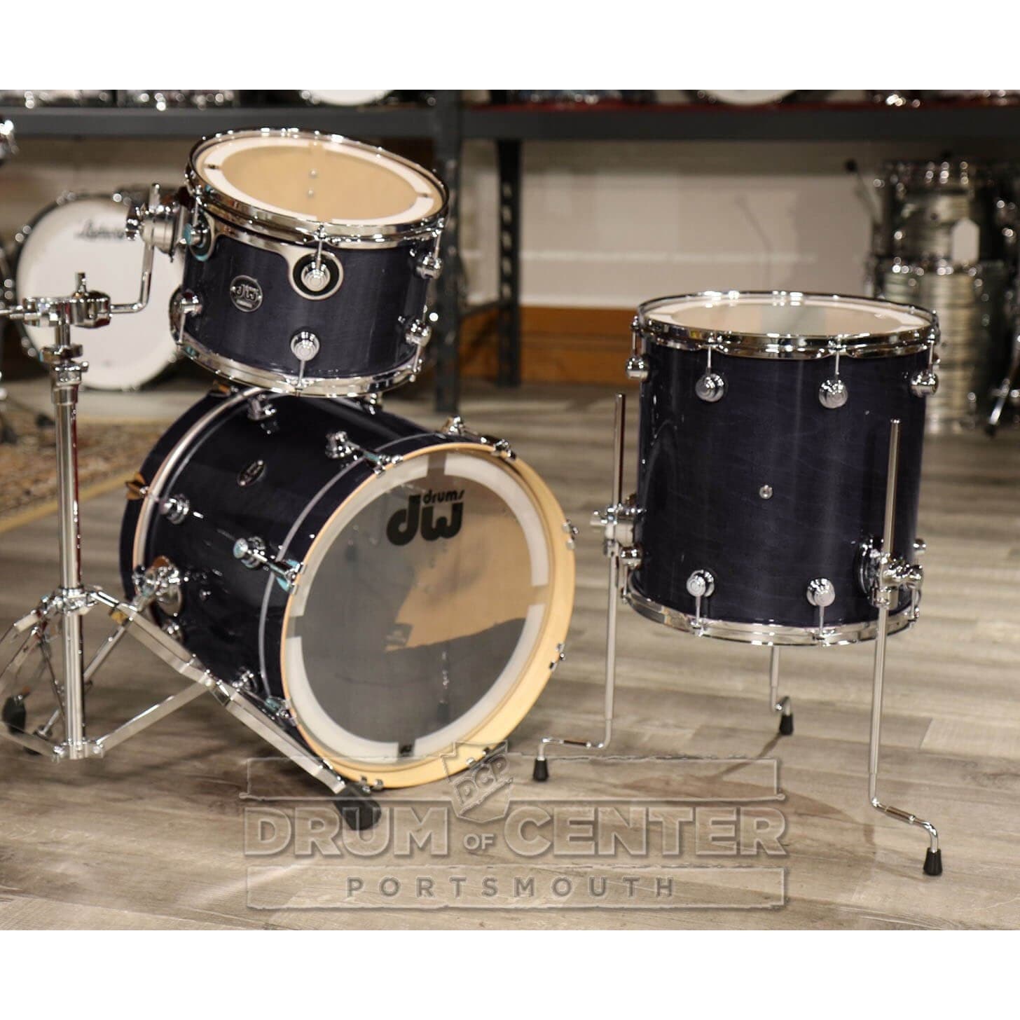 DW Performance 3pc Lacquer Drum Set 18/12/14 Ebony Stain