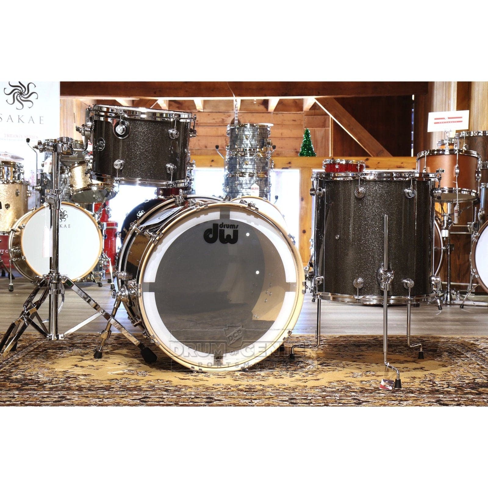 DW Performance 3pc Rock Drum Set 22/13/16 Pewter Sparkle FinishPly