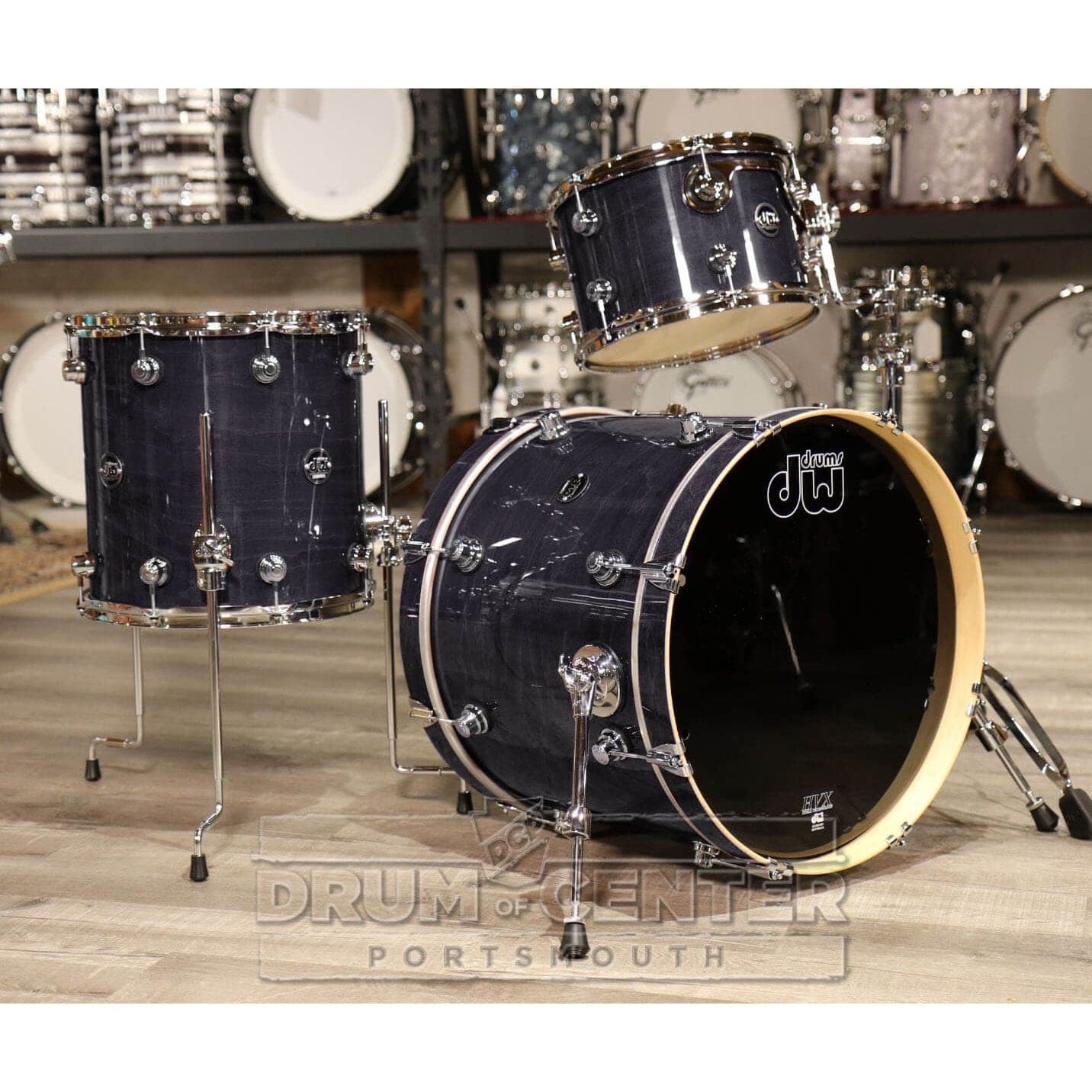 DW Performance 3pc Lacquer Drum Set 20/12/14 Ebony Stain