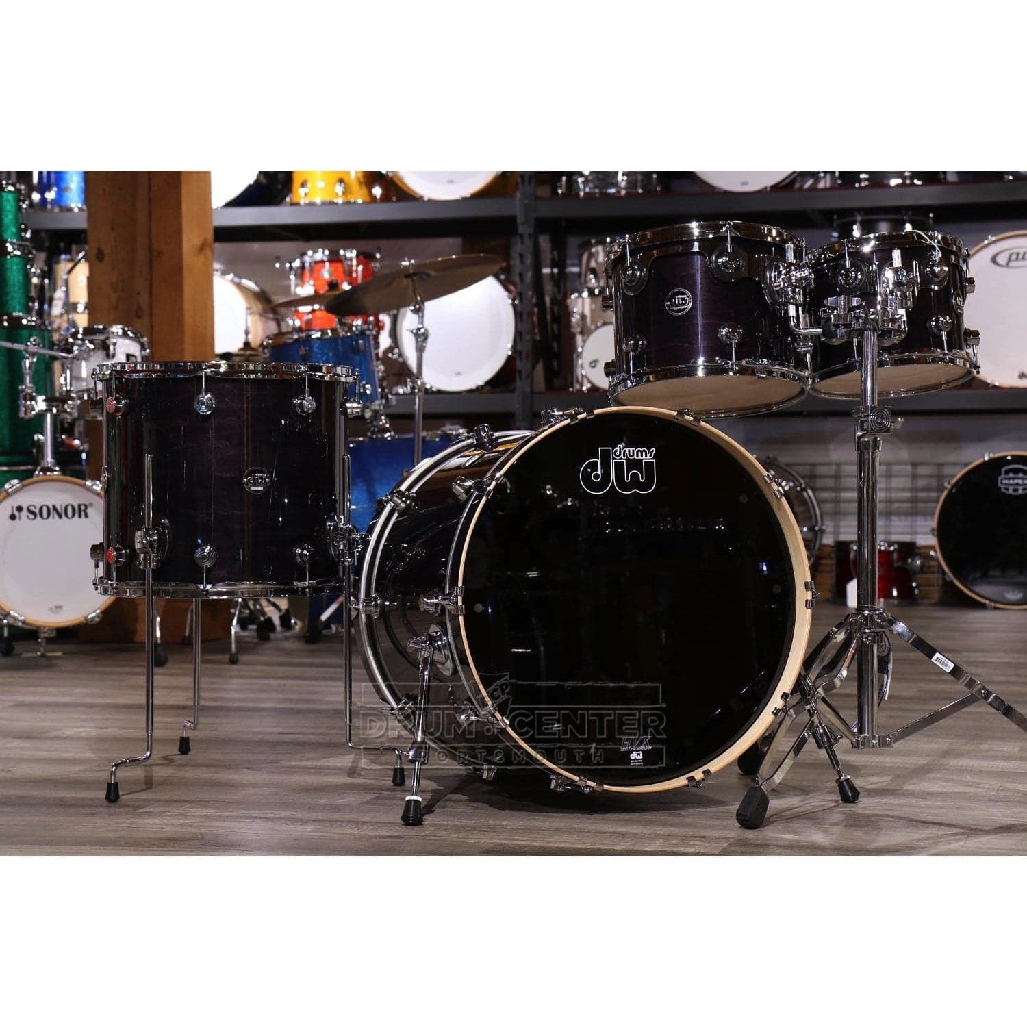 DW Performance 4pc Drum Set 22/10/12/16 Ebony Stain Lacquer