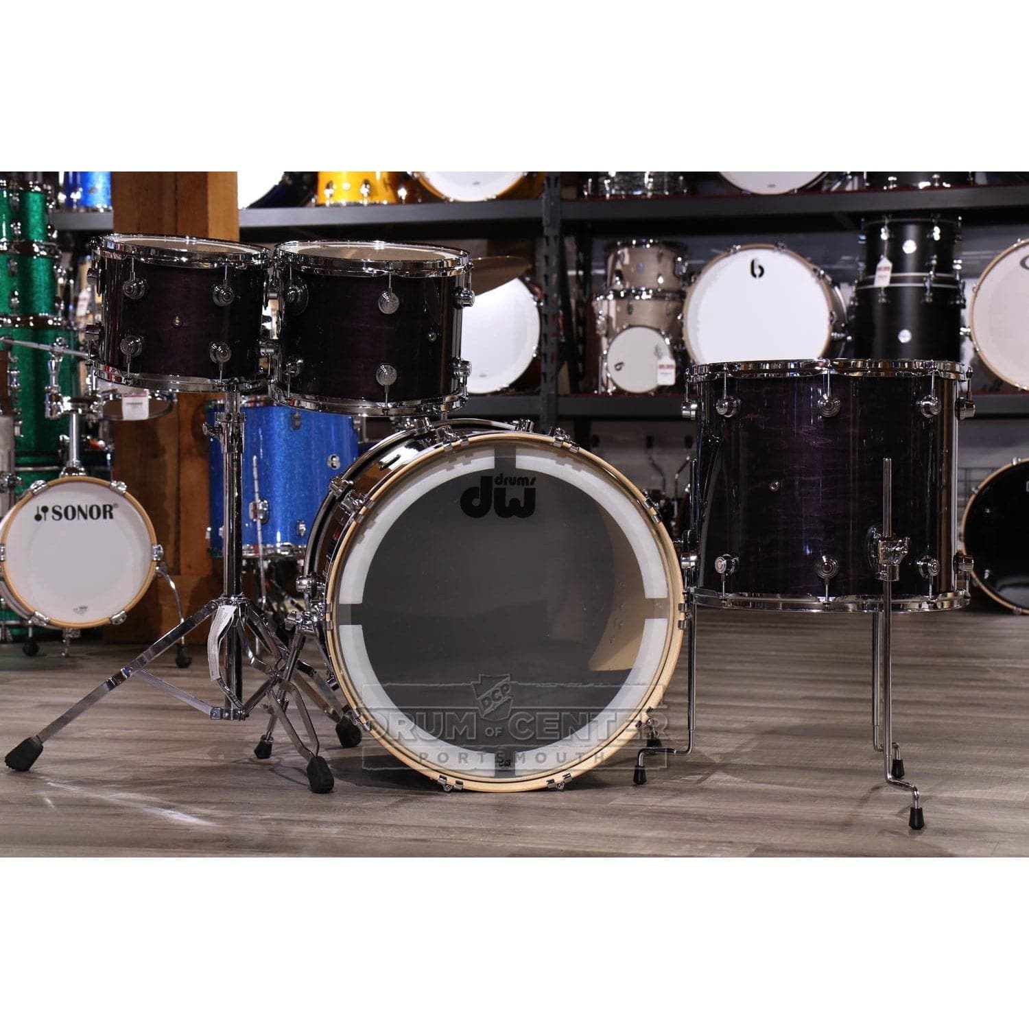 DW Performance 4pc Drum Set 22/10/12/16 Ebony Stain Lacquer