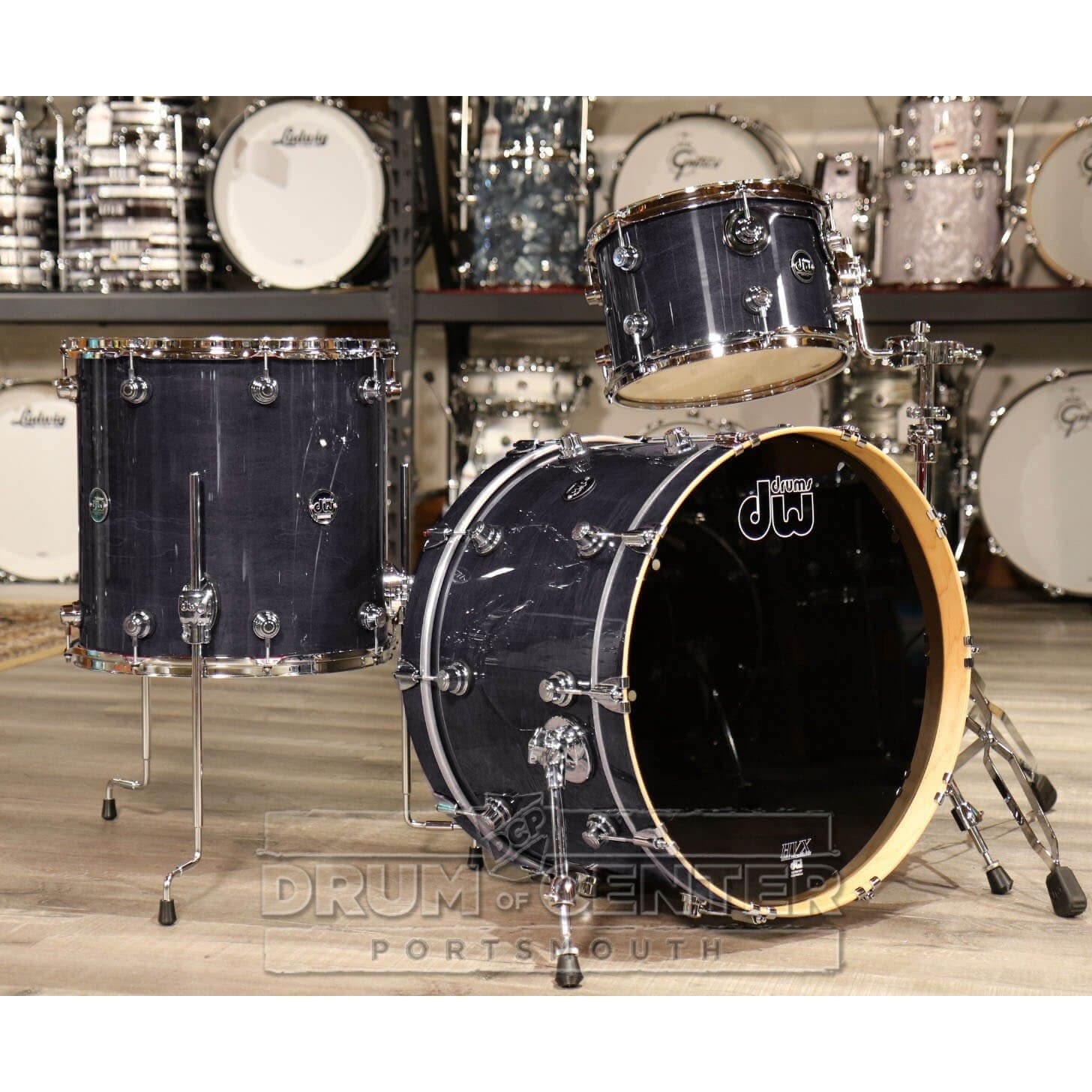 DW Performance 3pc Lacquer Drum Set 22/12/16 Ebony Stain
