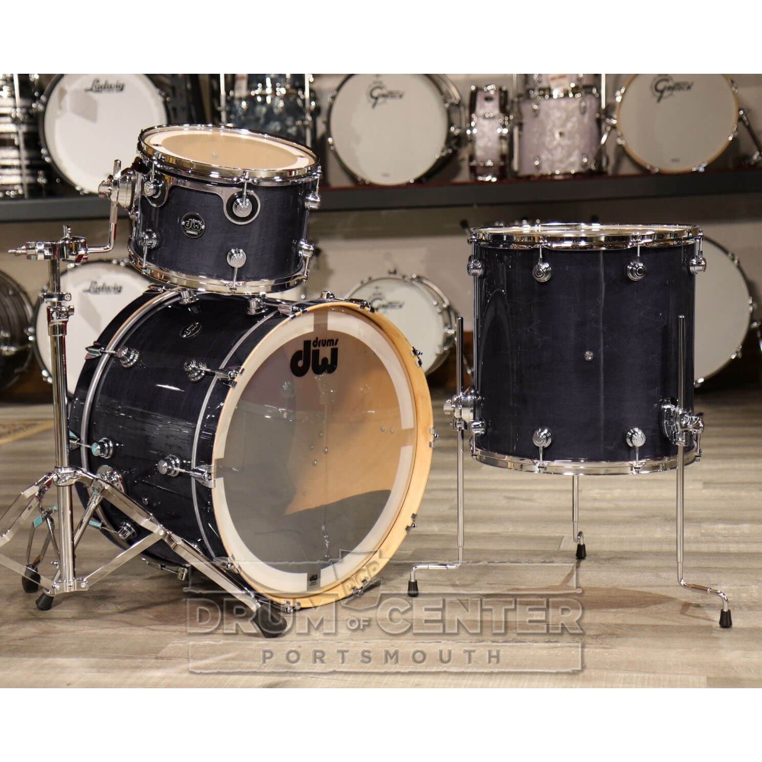 DW Performance 3pc Lacquer Drum Set 22/12/16 Ebony Stain