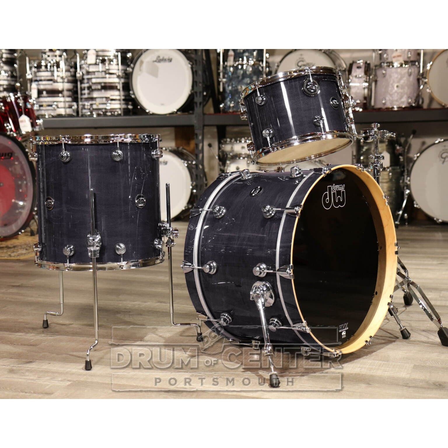DW Performance 3pc Lacquer Drum Set 22/13/16 Ebony Stain