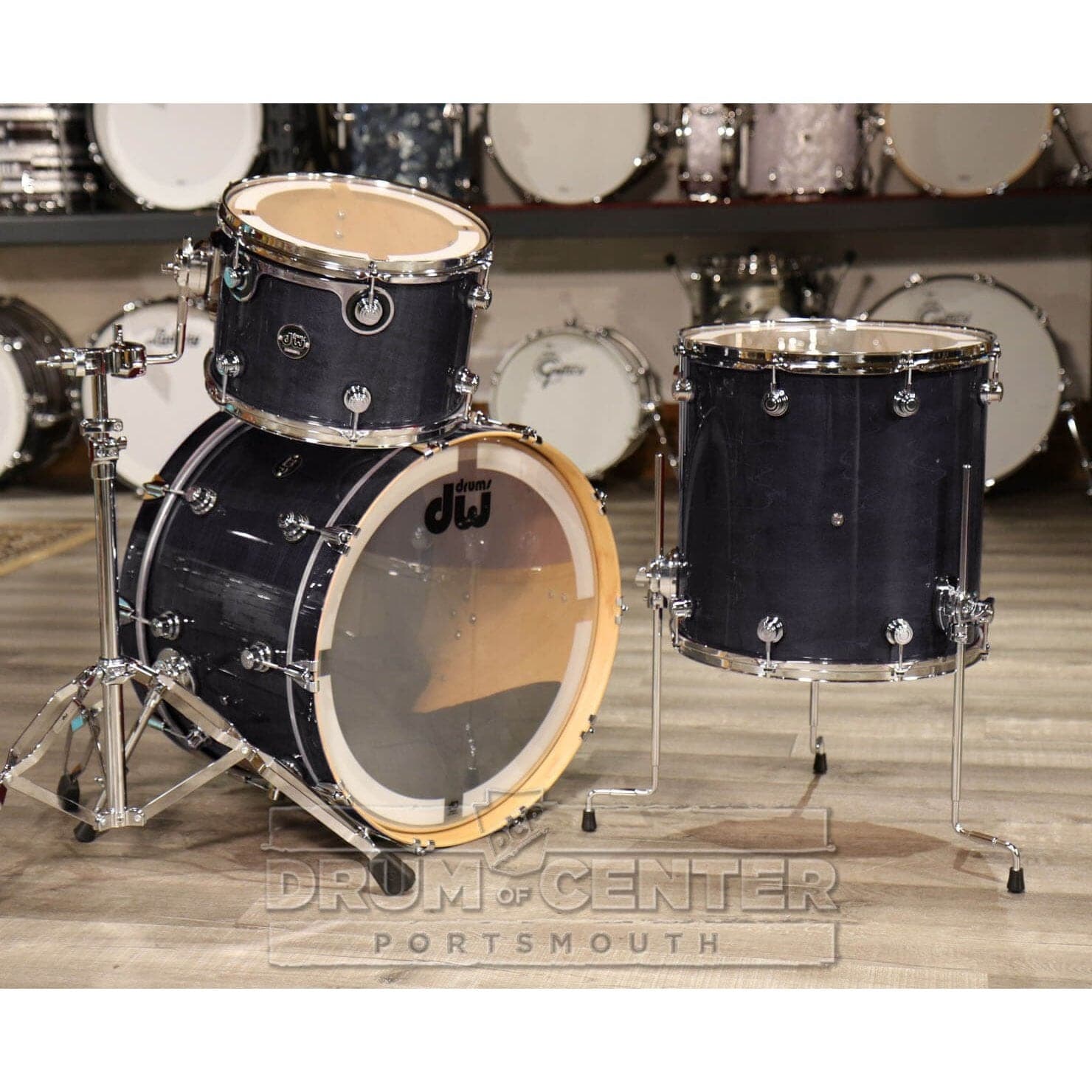 DW Performance 3pc Lacquer Drum Set 22/13/16 Ebony Stain
