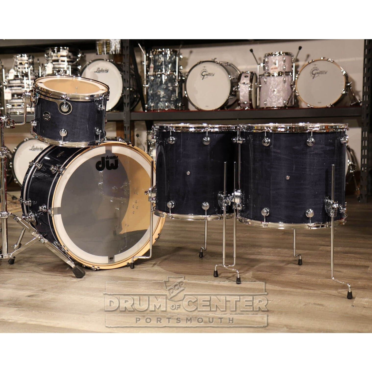 DW Performance 4pc Lacquer Drum Set 24/13/16/18 Ebony Stain