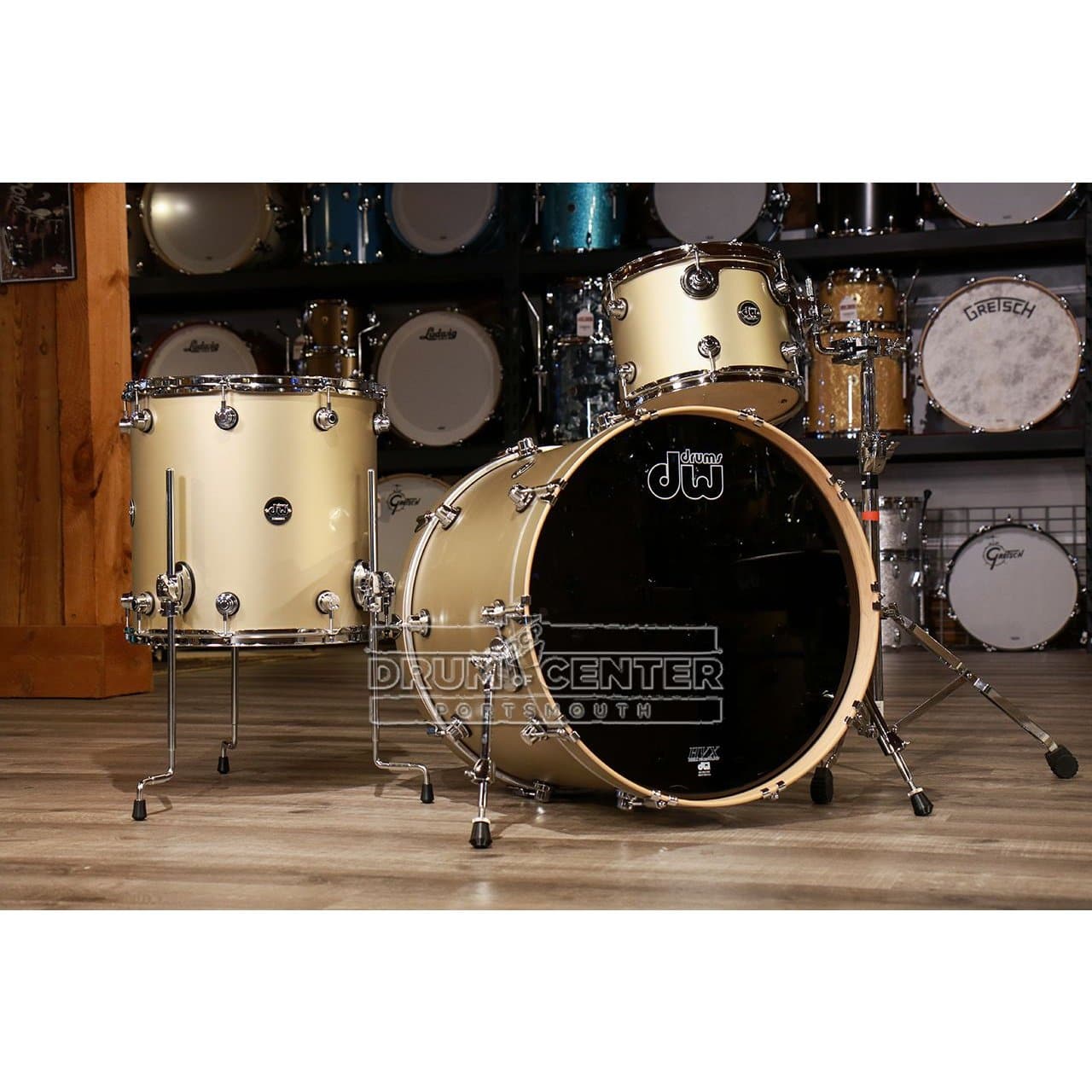 DW Performance 3pc Drum Set 20/12/14 Hard Satin Gold Mist