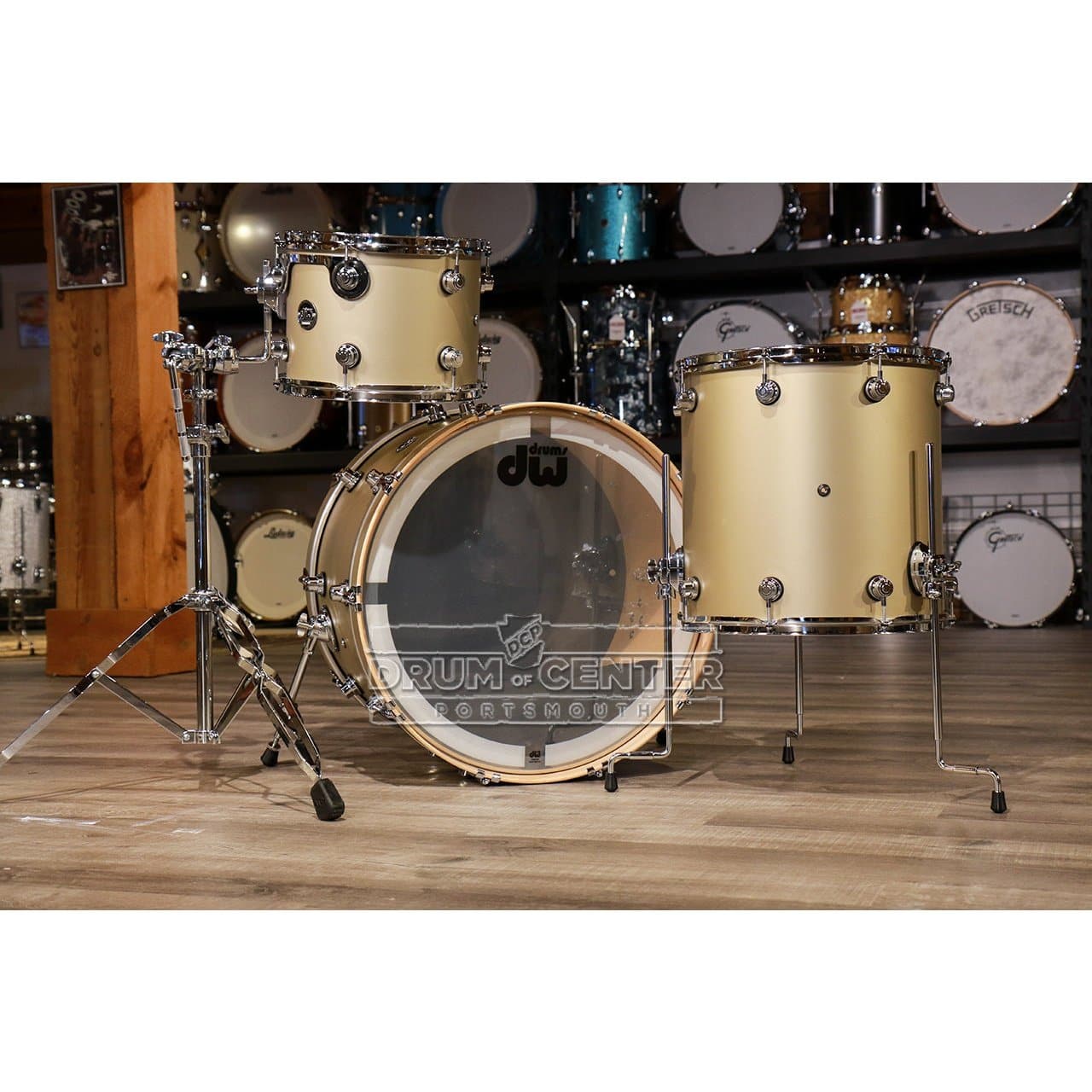 DW Performance 3pc Drum Set 22/13/16 Hard Satin Gold Mist