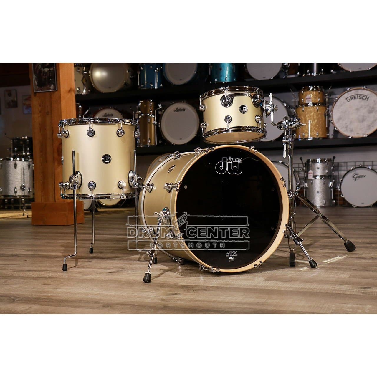 DW Performance 3pc Drum Set 20/12/14 Hard Satin Gold Mist