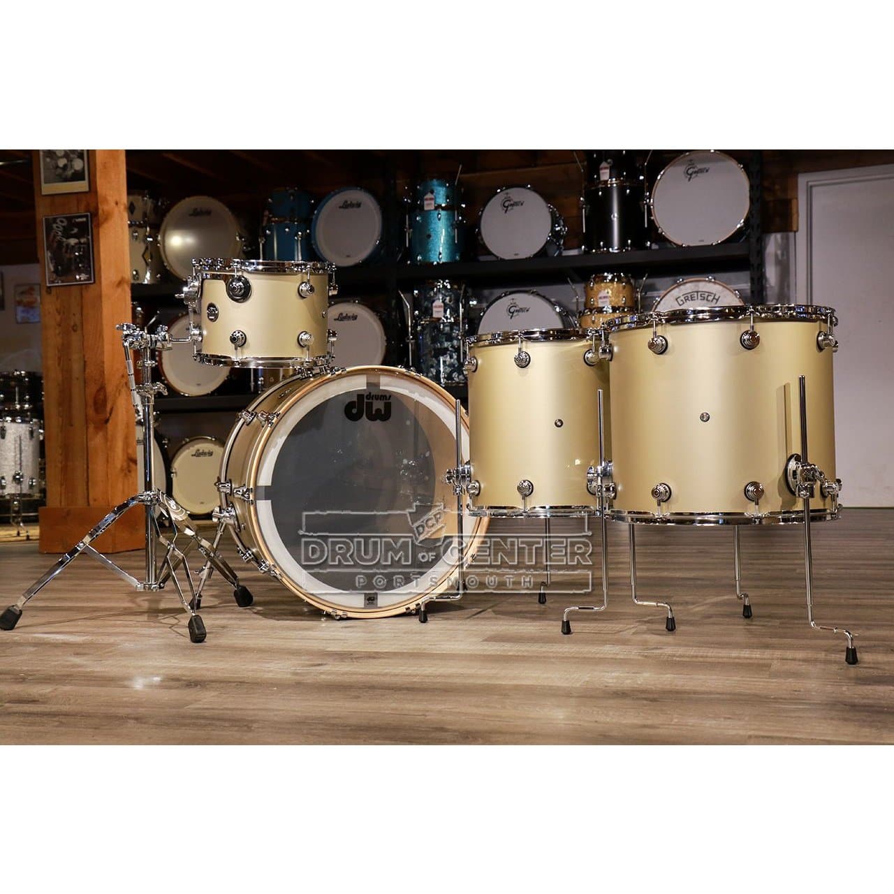 DW Performance 4pc Drum Set 24/13/16/18 Hard Satin Gold Mist
