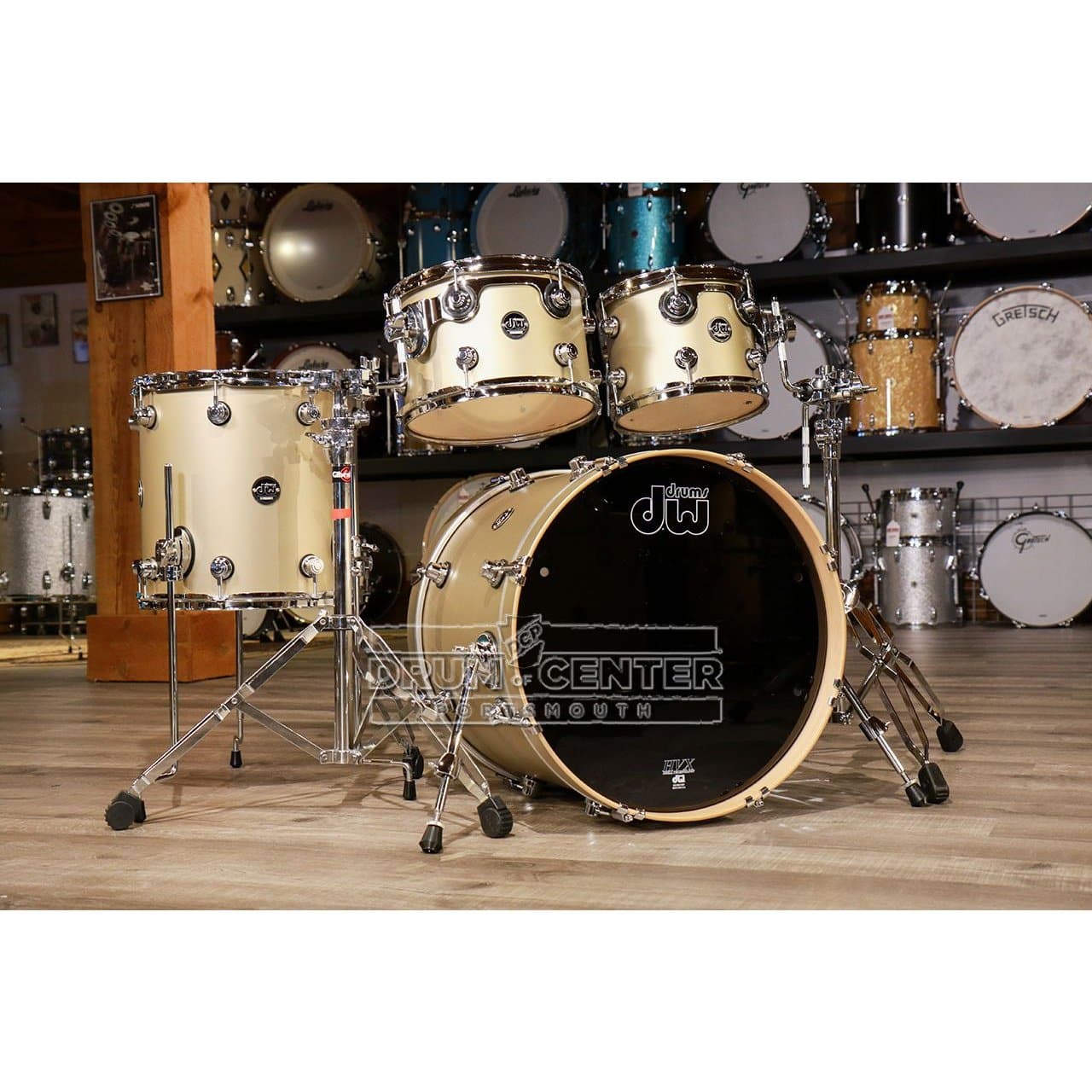 DW Performance 4pc Drum Set 20/10/12/14 Hard Satin Gold Mist