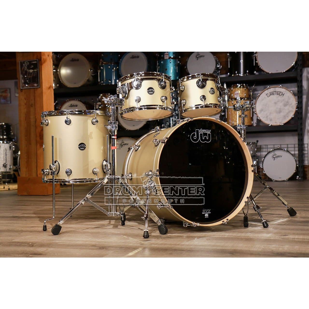 DW Performance 4pc Drum Set 22/10/12/16 Hard Satin Gold Mist
