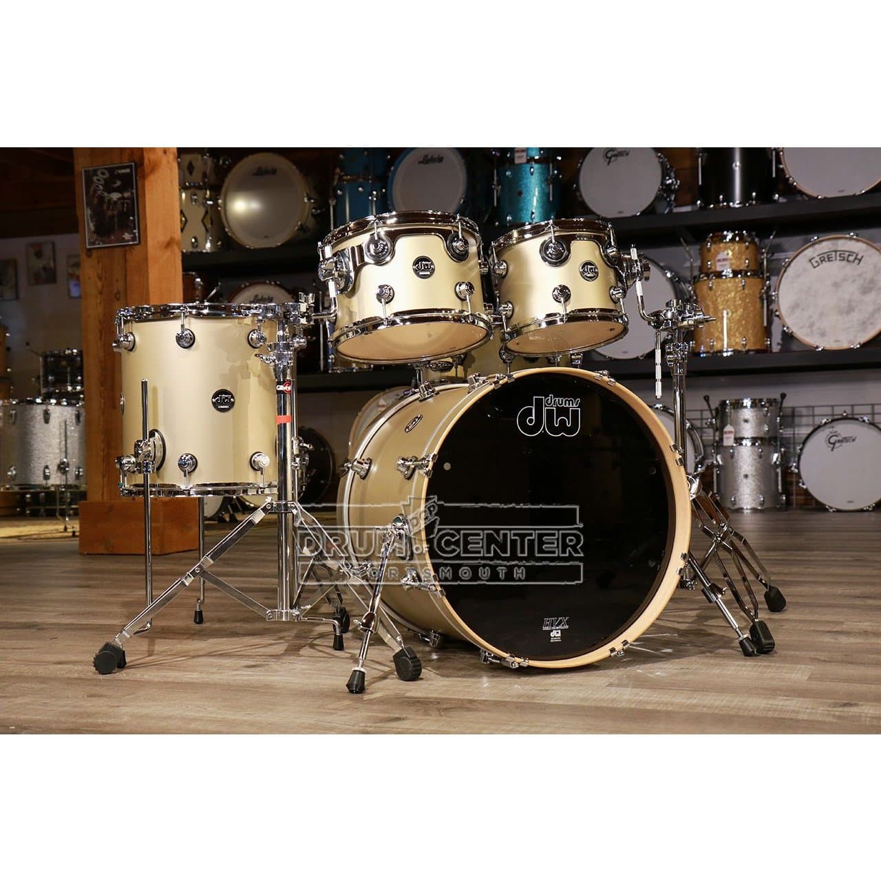 DW Performance 5pc Drum Set 20/10/12/14/14 Hard Satin Gold Mist