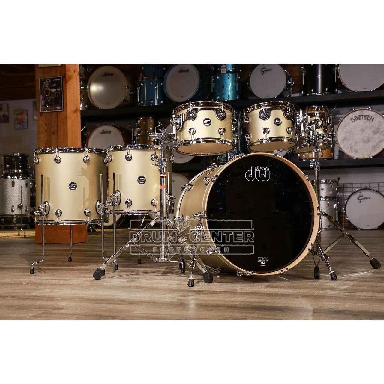 DW Performance 6pc Drum Set 22/8/10/12/14/16 Hard Satin Gold Mist
