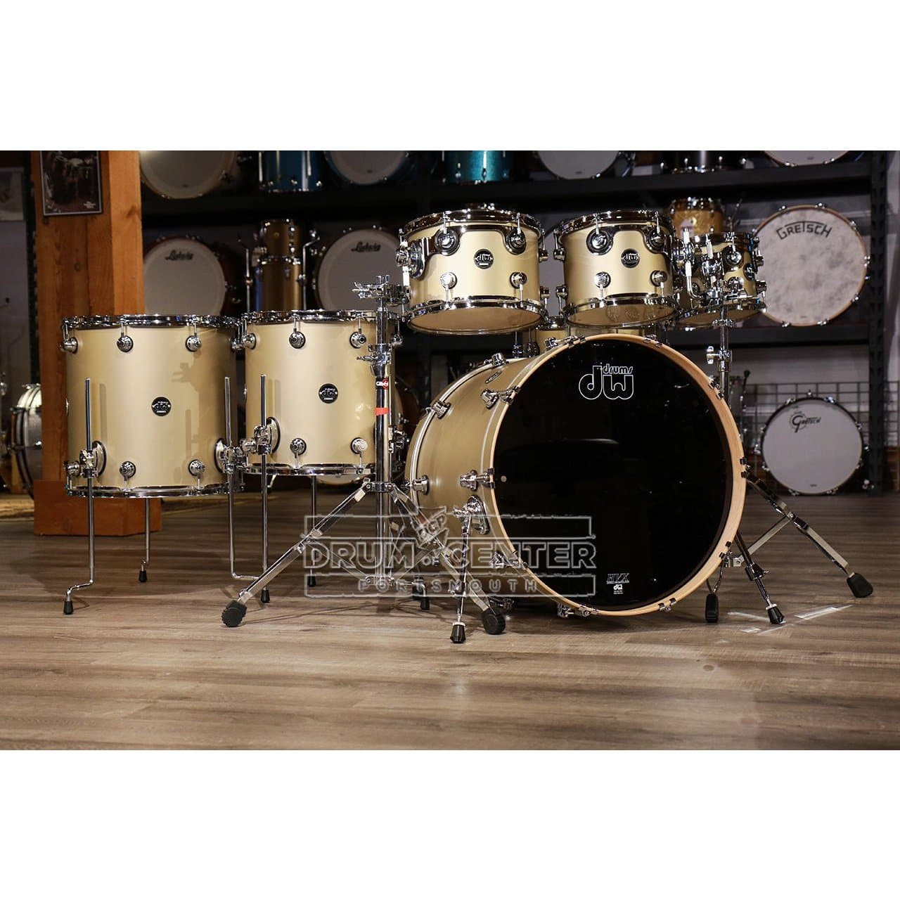 DW Performance 7pc Drum Set 22/8/10/12/14/16/14 Hard Satin Gold Mist