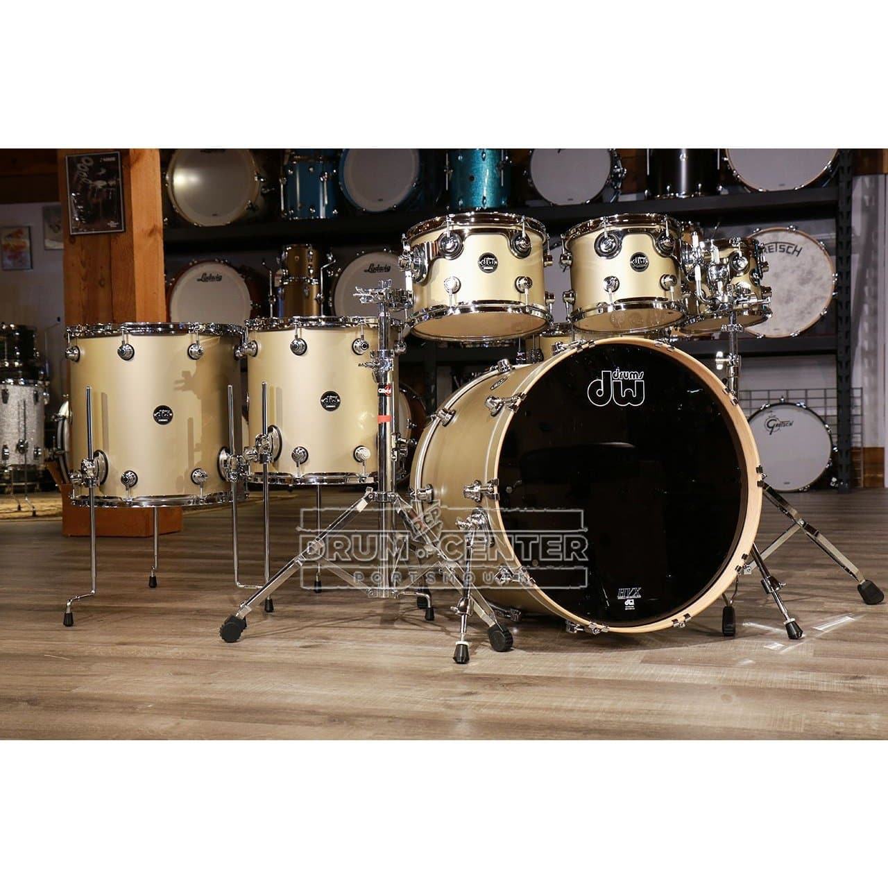 DW Performance 7pc Drum Set 22/8/10/12/14/16/14 Hard Satin Gold Mist