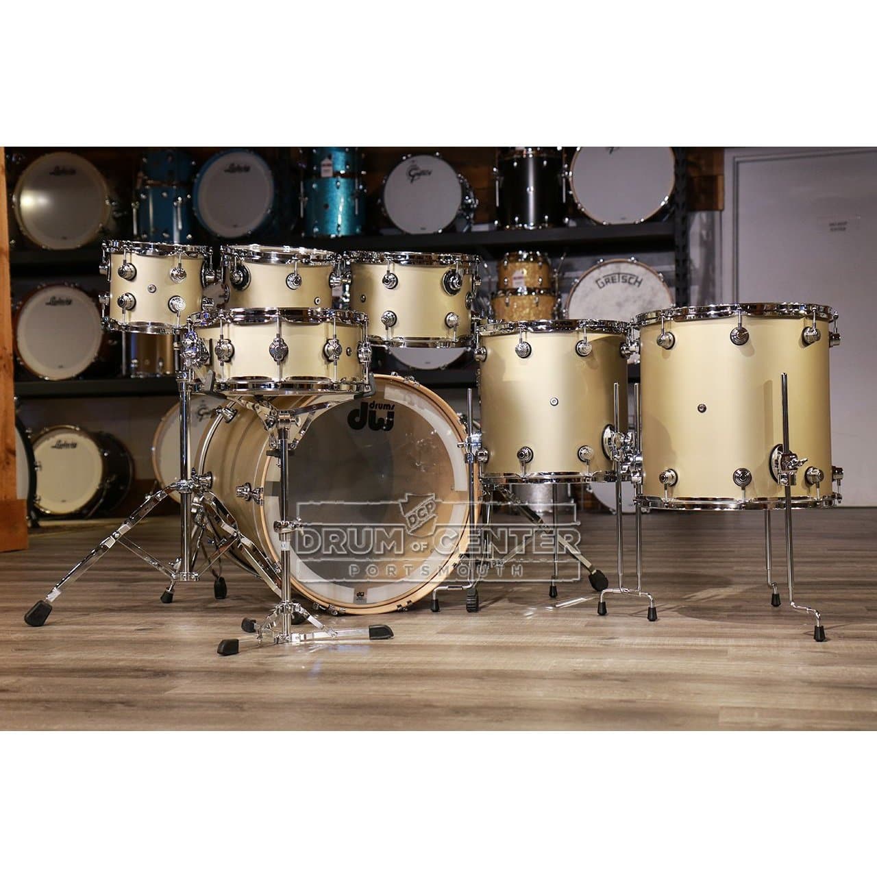 DW Performance 7pc Drum Set 22/8/10/12/14/16/14 Hard Satin Gold Mist