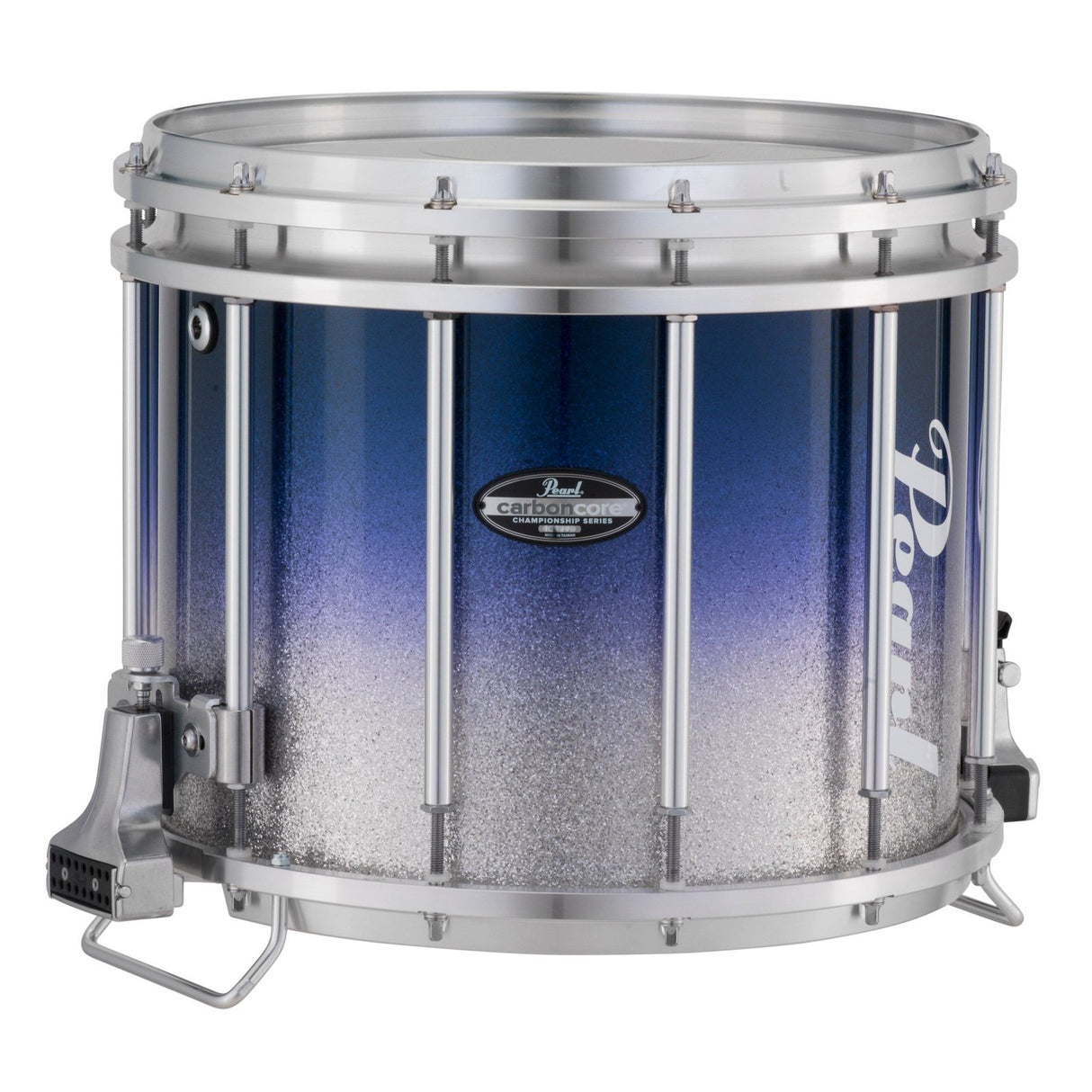 Pearl Marching Percussion: 13X11 Maple Carboncore Ffx Marching Snare Drum, W/R Ring #962 - Blue Silver Fade (Top)