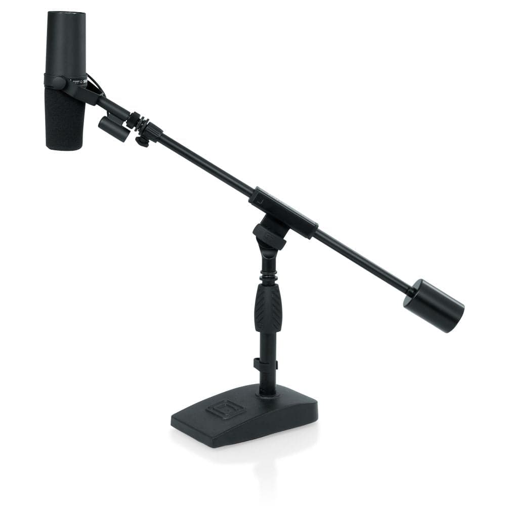 Gator Frameworks Telescoping Boom Mic Stand for Desktop, Podcasting, Bass Drum, & Amps