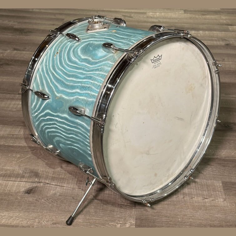 Used Vintage Gretsch Bass Drum 20x14 Satin Blue Flame