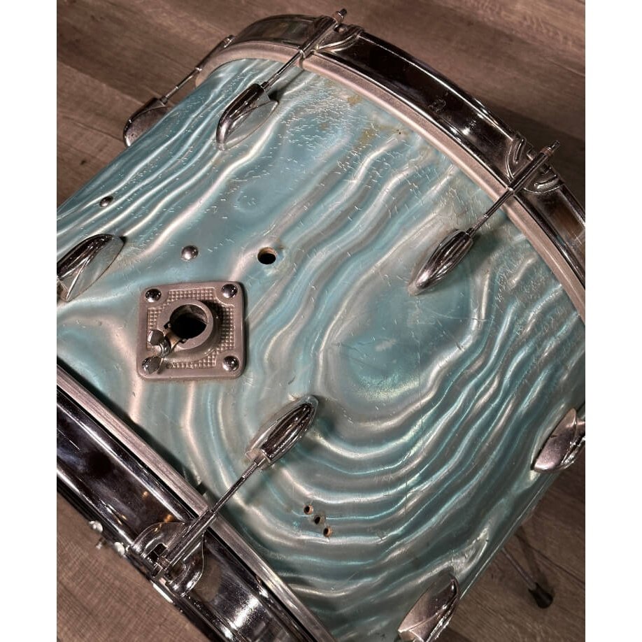 Used Vintage Gretsch Bass Drum 20x14 Satin Blue Flame