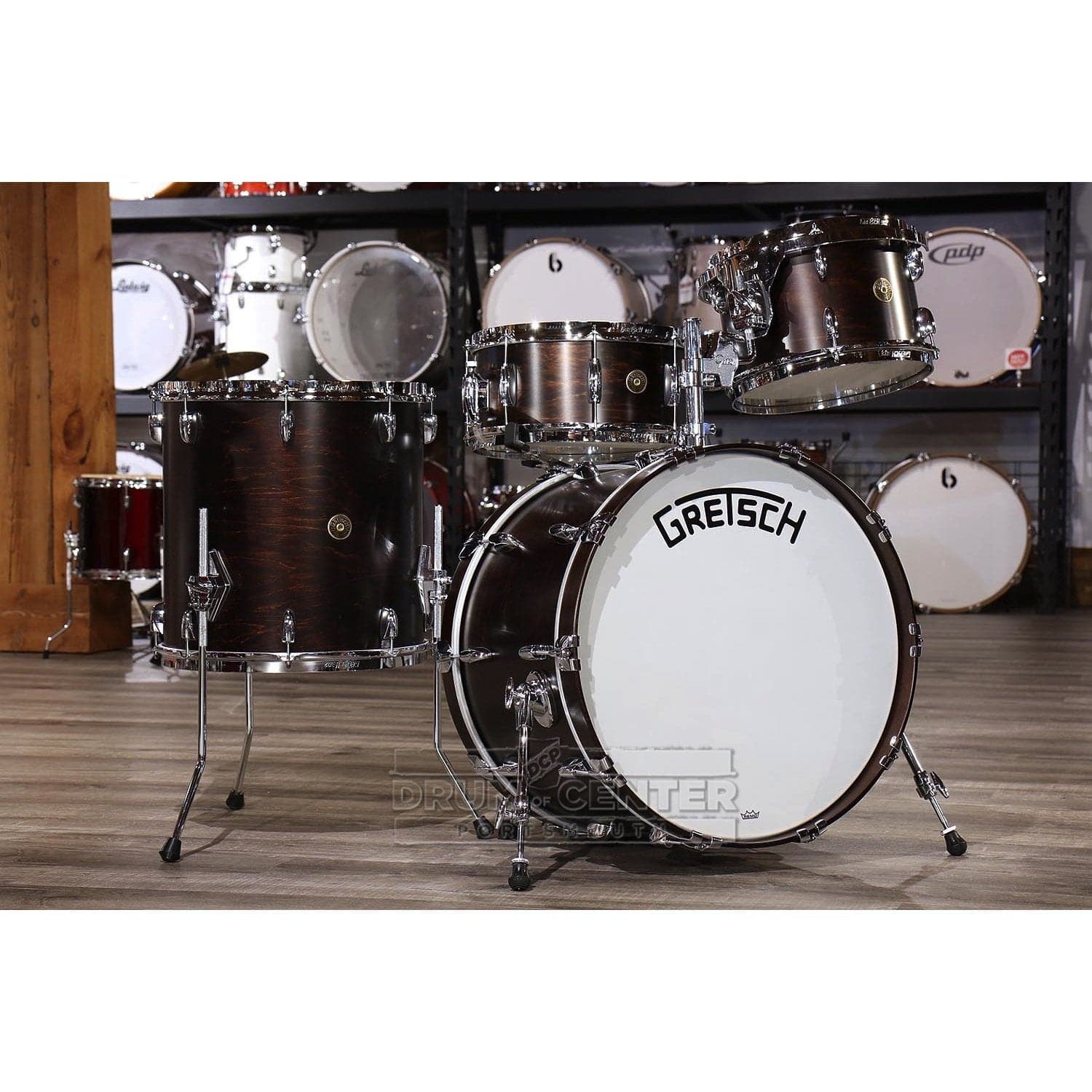 Gretsch Broadkaster 4pc Drum Set 22/12/16/14 Satin Antique Maple w/Mount