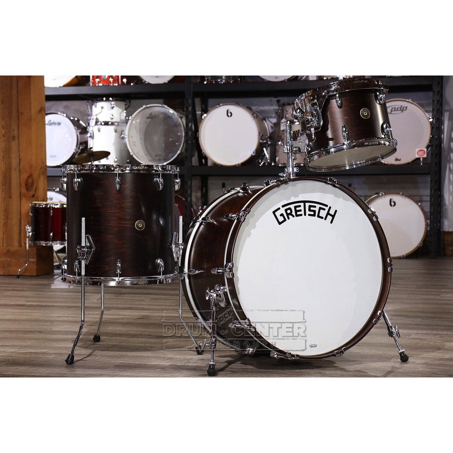 Gretsch Broadkaster 3pc Drum Set 24/13/16 Satin Antique Maple w/Mount