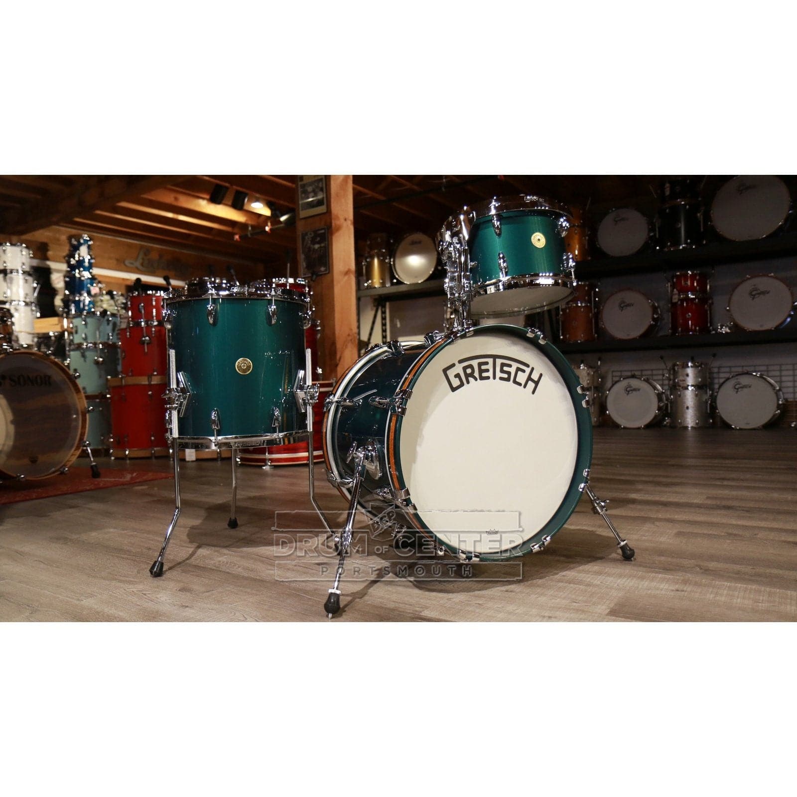 Gretsch Broadkaster 3pc Jazz Drum Set w/Mount - Cadillac Green Gloss