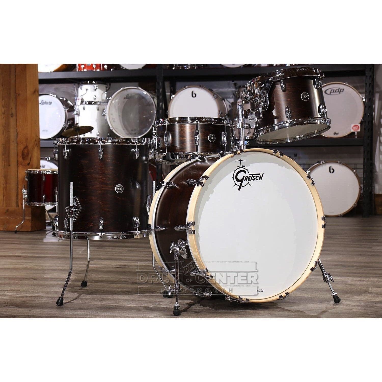 Gretsch Brooklyn 4pc Drum Set 24/13/16/14 Satin Antique Maple w/Mount