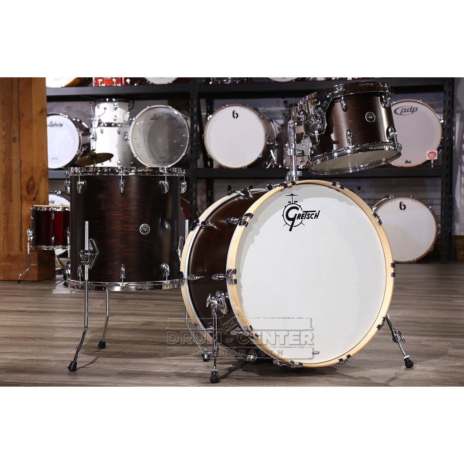 Gretsch Brooklyn 3pc Drum Set 24/13/16 Satin Antique Maple w/Mount