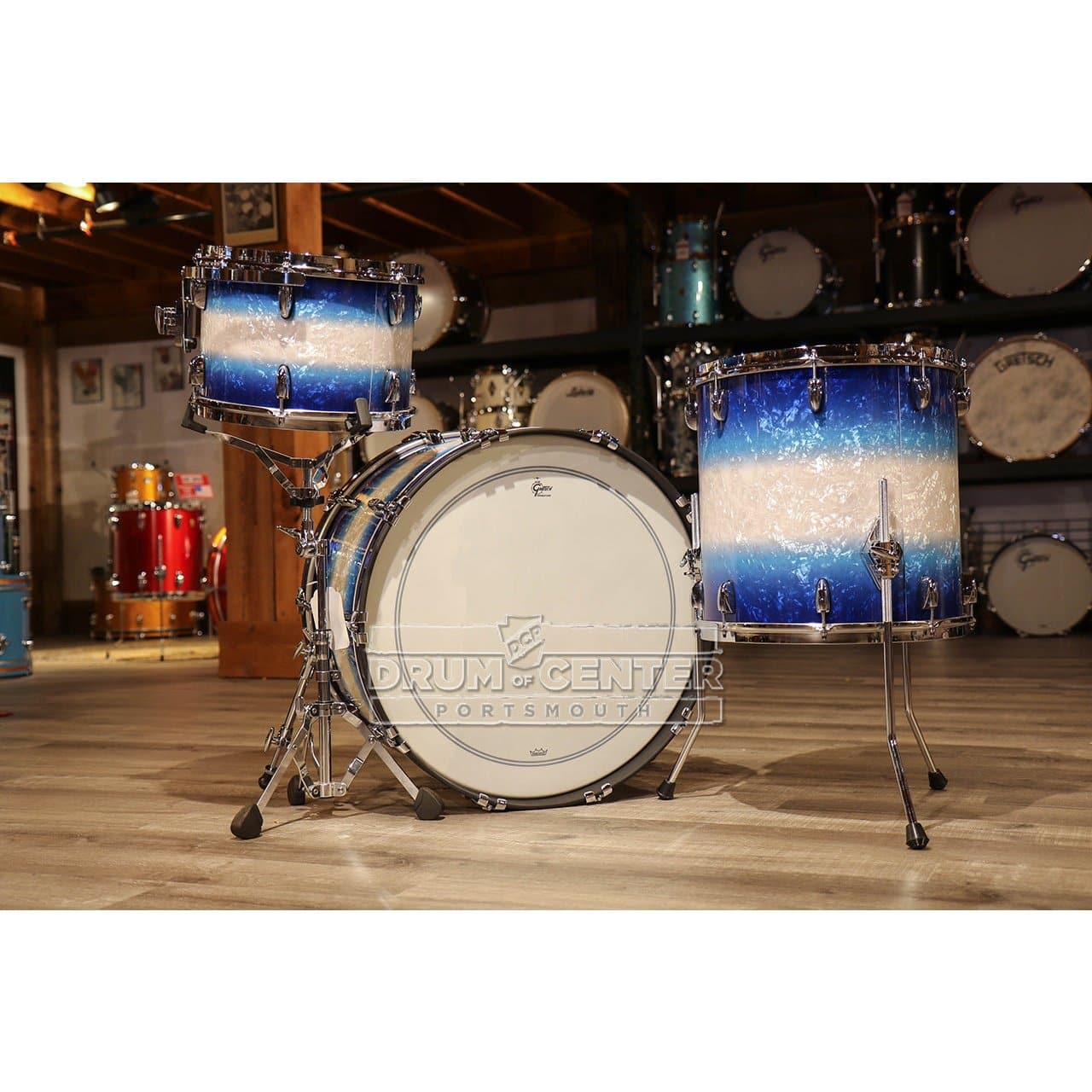 Gretsch Brooklyn 3pc Rock Drum Set w/24BD Blue Burst Pearl