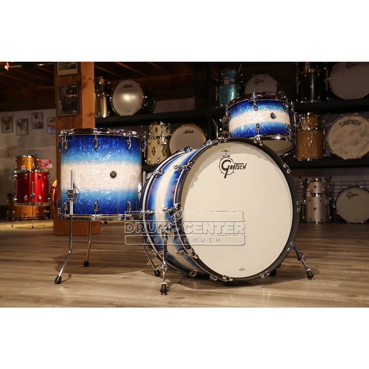 Gretsch Brooklyn 3pc Rock Drum Set w/24BD Blue Burst Pearl