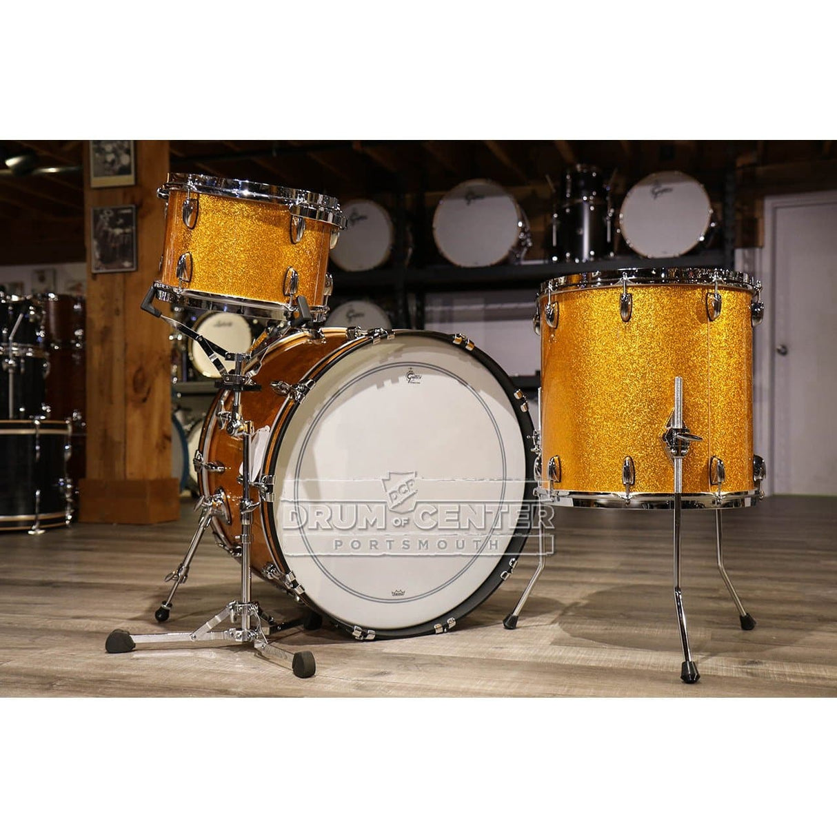 Gretsch Brooklyn 3pc Rock Drum Set Gold Sparkle