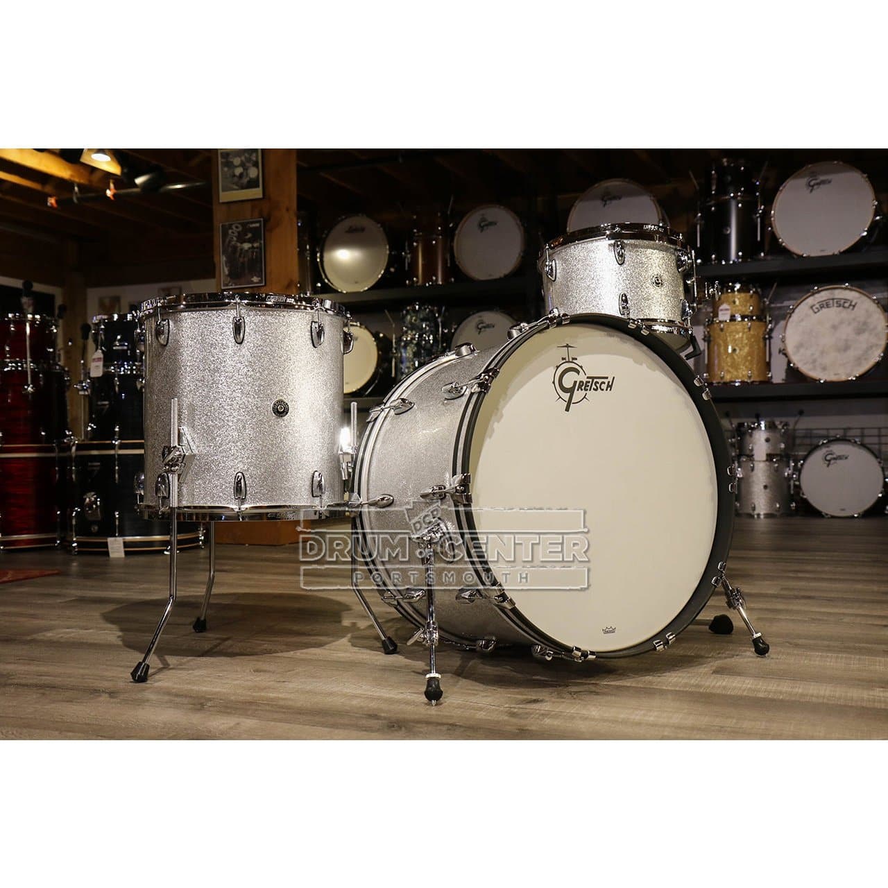 Gretsch Brooklyn 3pc Rock Drum Set Silver Sparkle