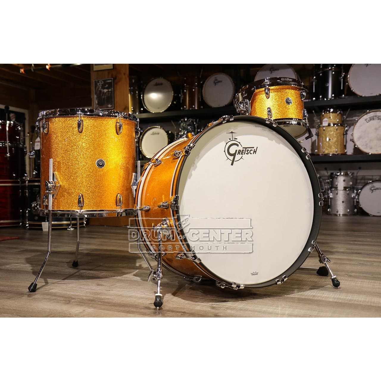 Gretsch Brooklyn 3pc Rock Drum Set Gold Sparkle