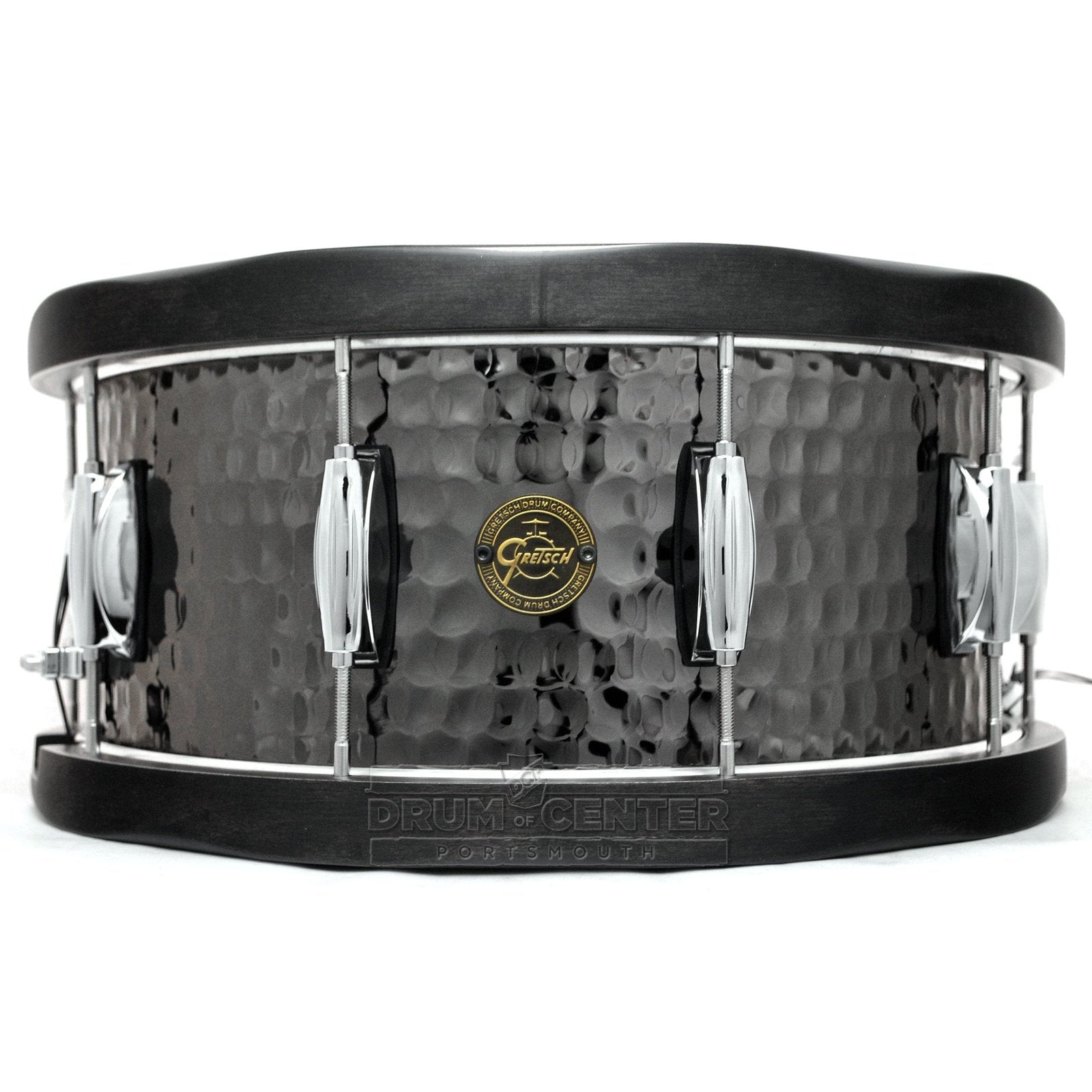 Gretsch S1-6514WH-BSH Full Range Hammered Black Steel Snare14x6.5 w/Wood Hoops