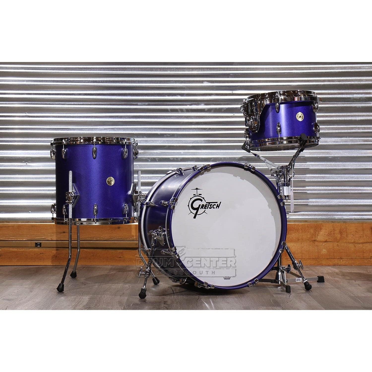 Gretsch USA Custom 3pc Drum Set Satin Mystic Blue