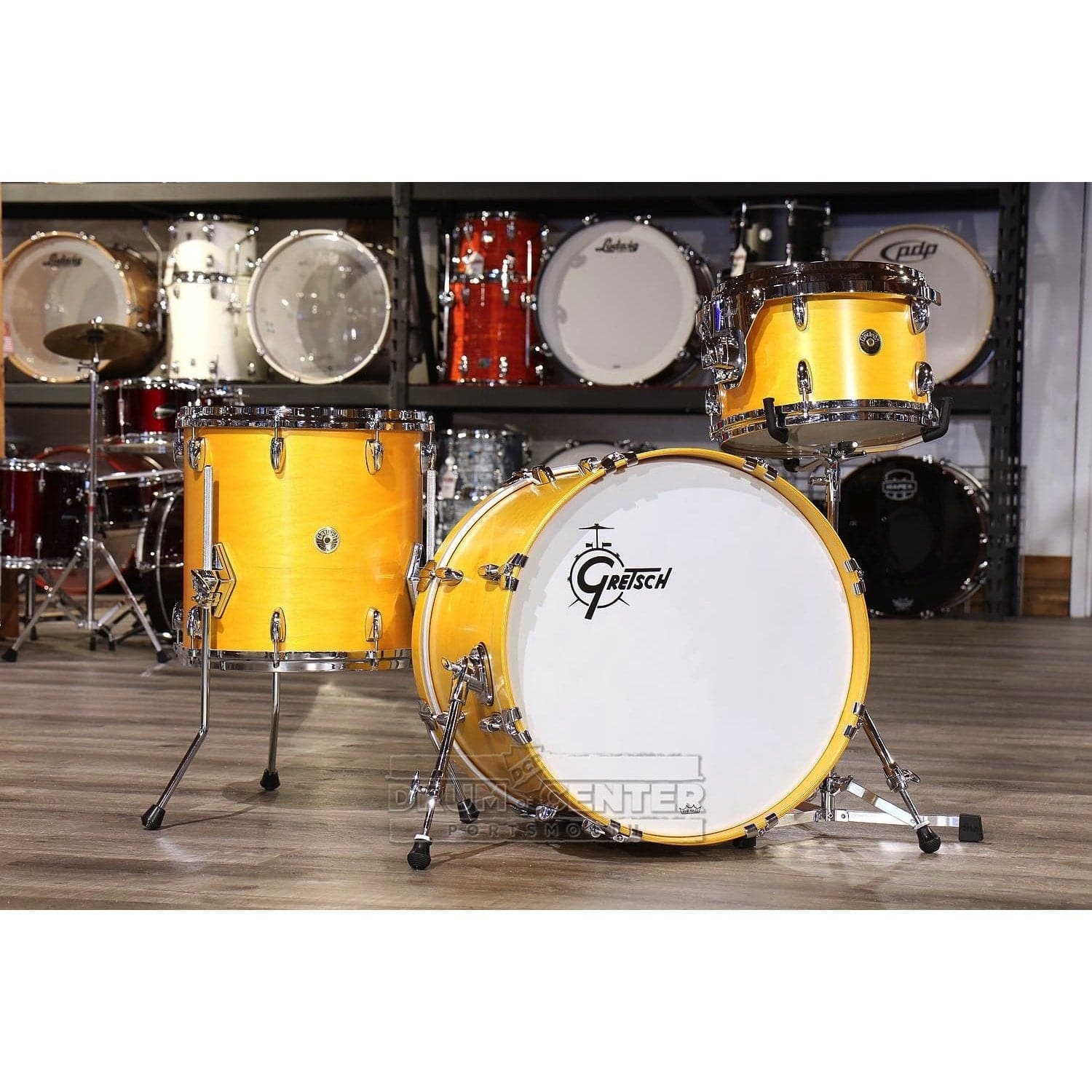 Gretsch USA Custom 3pc Drum Set Satin Sun Amber