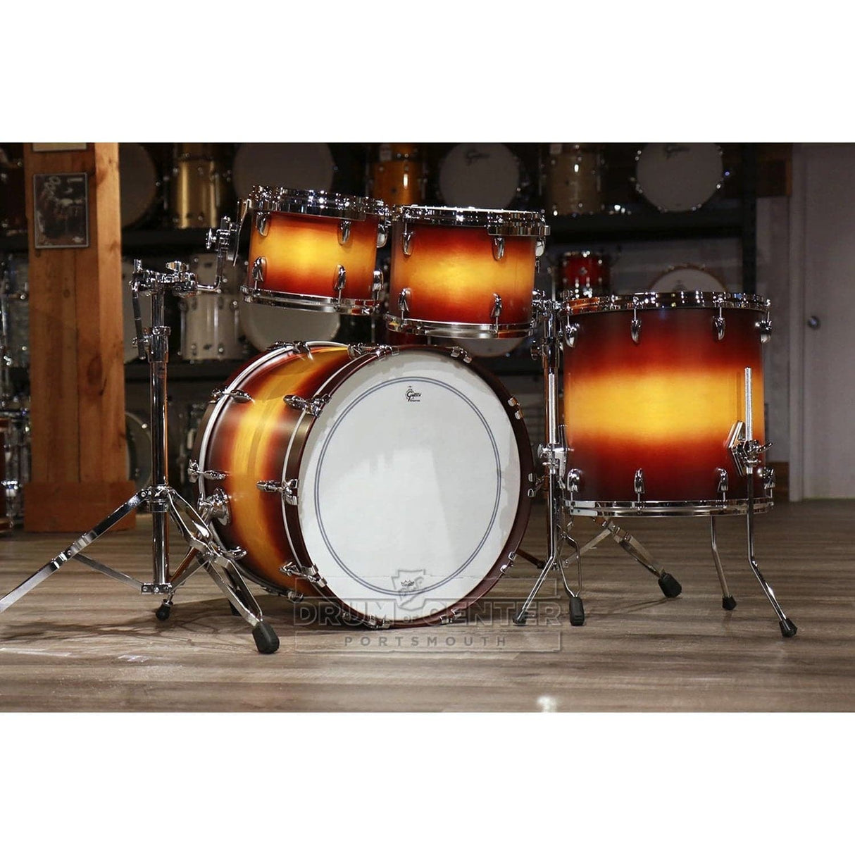 Gretsch USA Custom 4pc Drum Set Satin Amber Walnut Burst