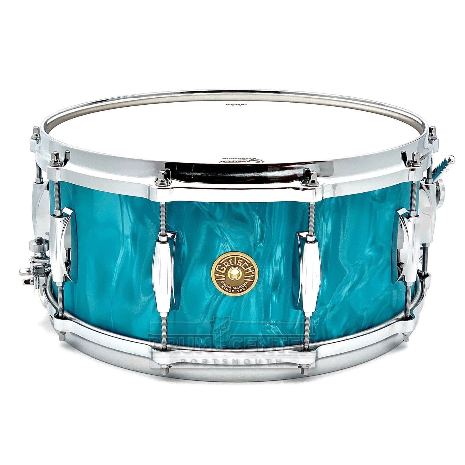 Gretsch USA Custom Snare Drum 14x6.5 Aqua Satin Flame w/Micro-Sensitive Throw-Off