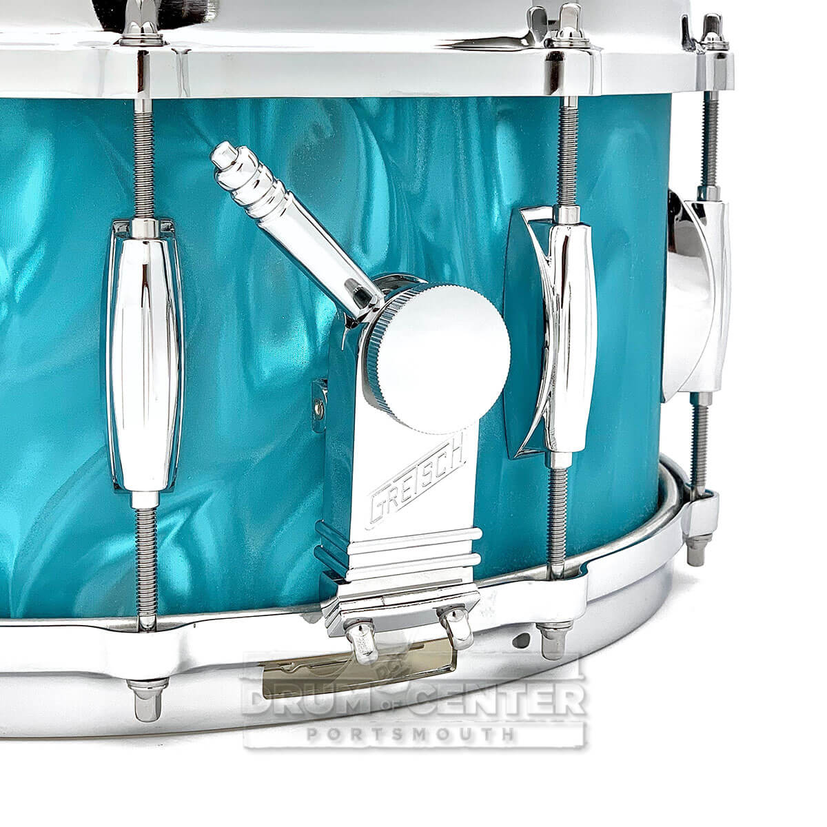 Gretsch USA Custom Snare Drum 14x6.5 Aqua Satin Flame w/Micro-Sensitive Throw-Off