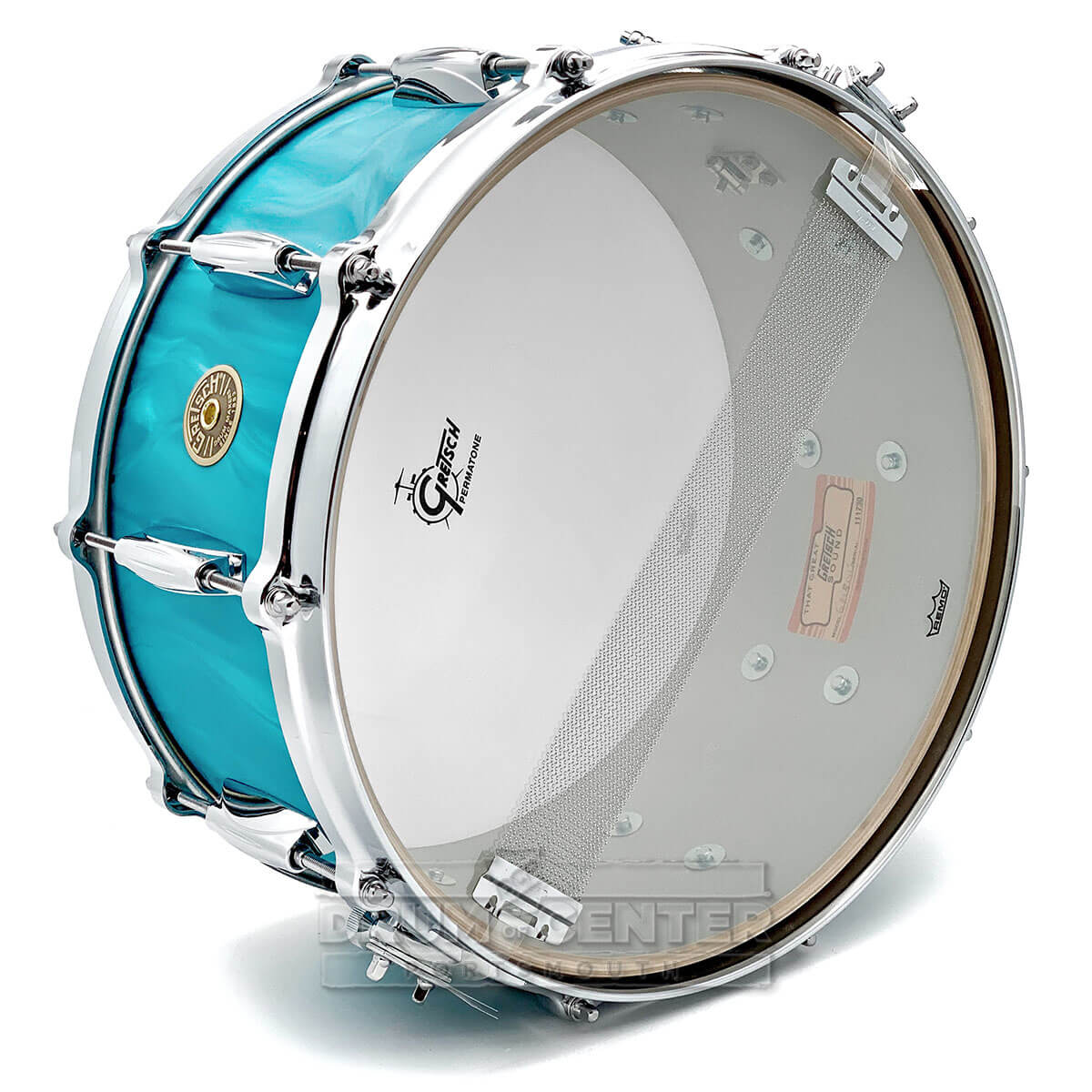 Gretsch USA Custom Snare Drum 14x6.5 Aqua Satin Flame w/Micro