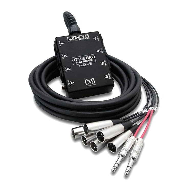 Hosa Pro-Conex Little Bro' Sub Snake, Hosa 6 XLR Sends and 2 TRS Returns, 20ft